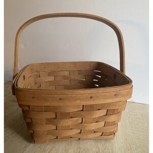 Longaberger 1987 Berry Basket Woven Wood Vintage Forget-Me-Not Initialed 80s VTG